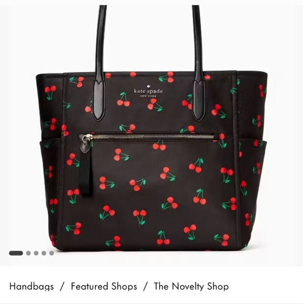 Kate Spade Black Tote with Red Cherry Print